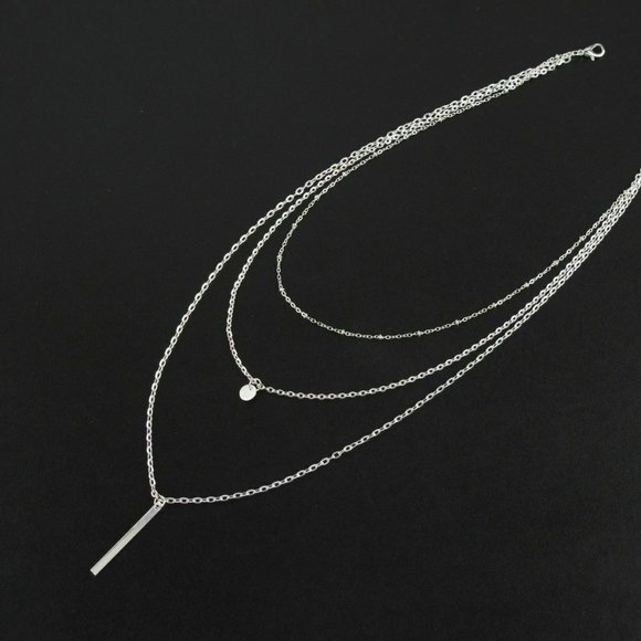 Trendy Elegant Silver Multi layer crystal necklace - Picture 2 of 3